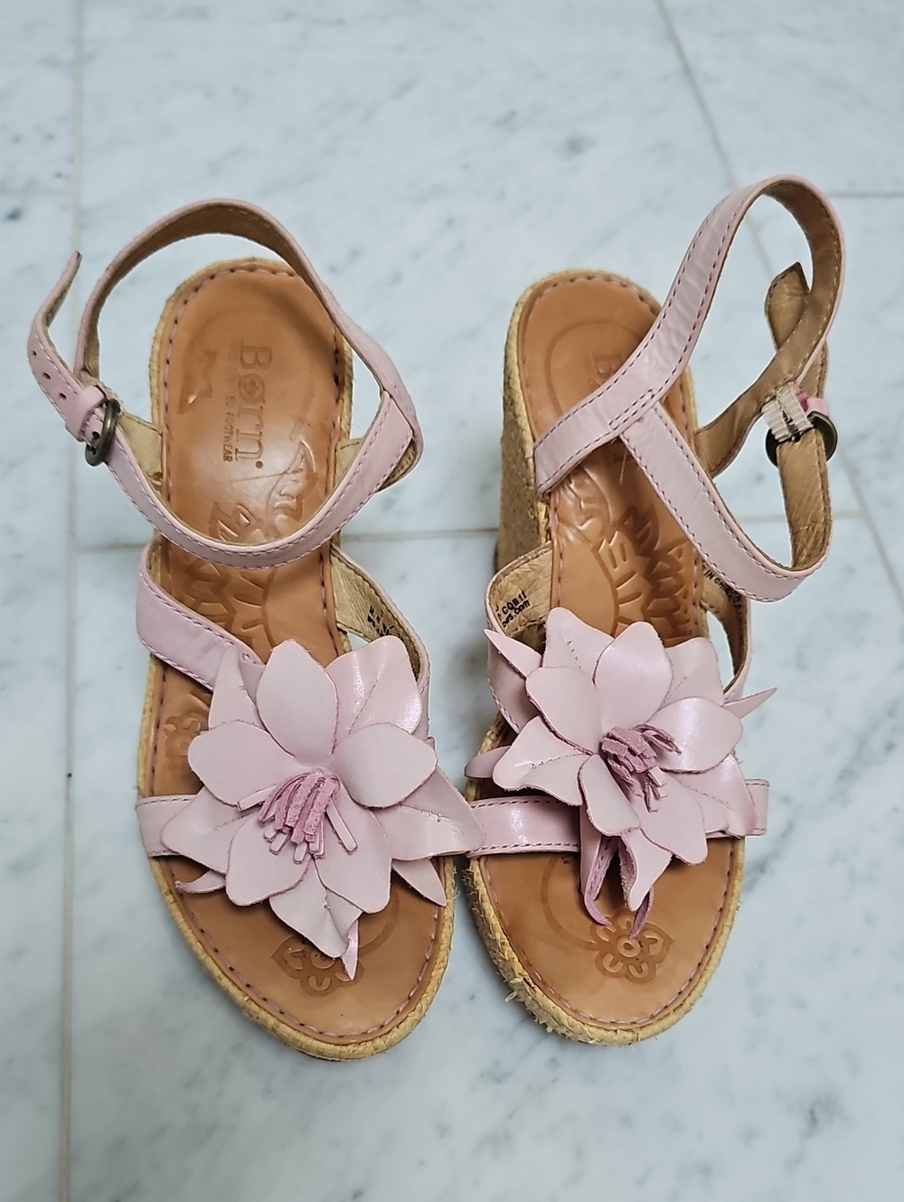 Born Pink Floral Espadrille Wedge Sandals